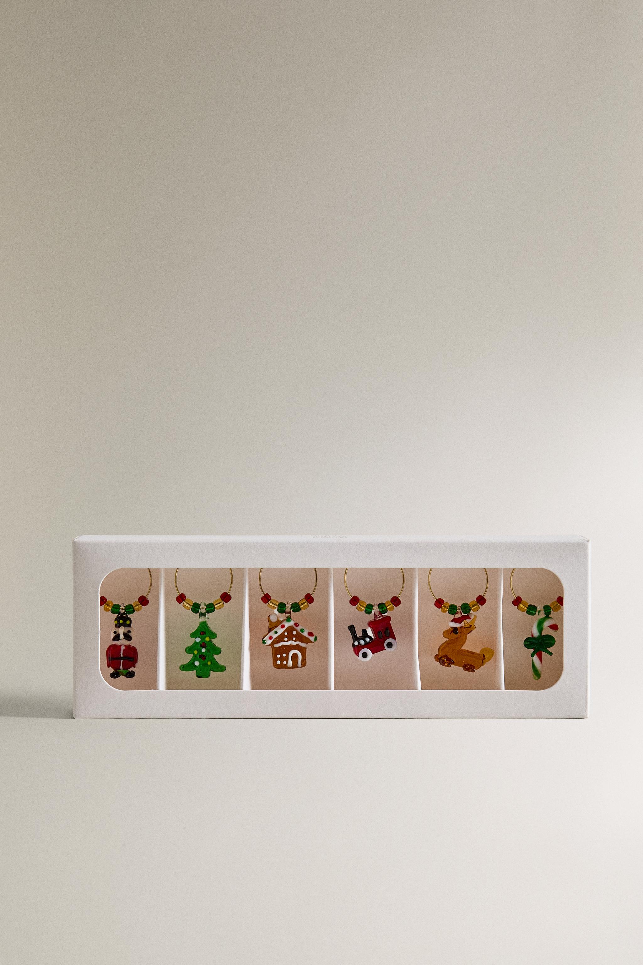 LOT DE MARQUE-VERRES DE NOËL EN VERRE (LOT DE 6)